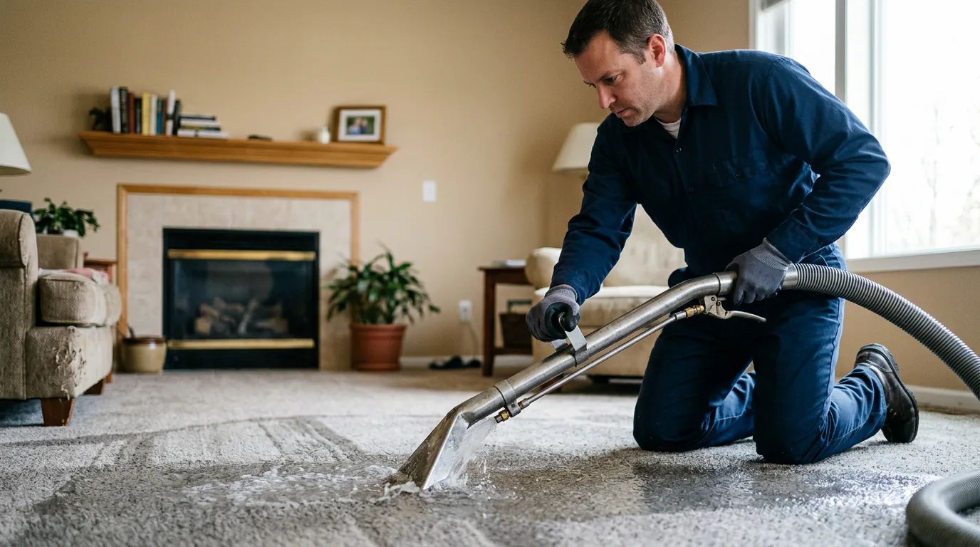 Water damage restoration technician working near Leicester, NY